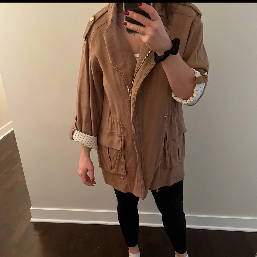 Alice + Olivia Devyn Anorak Field Khaki Zip Up Jacket Size Medium - Picture 2 of 3